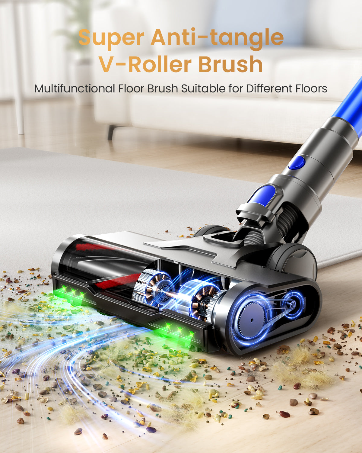 Cordless Vacuum Cleaner, Upgraded 60KPA 650W 70 Minutes Runtime Self-Standing Cordless Stick Vacuum with Rechargeable/Anti-Tangle/OLED Screen/1.8L Cup for Home Pet Hair/Carpet/All Floor