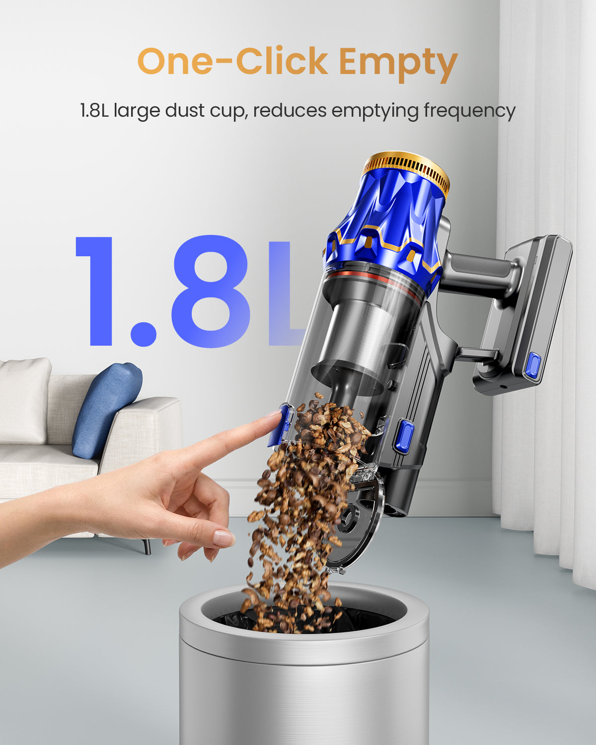 Cordless Vacuum Cleaner, Upgraded 60KPA 650W 70 Minutes Runtime Self-Standing Cordless Stick Vacuum with Rechargeable/Anti-Tangle/OLED Screen/1.8L Cup for Home Pet Hair/Carpet/All Floor