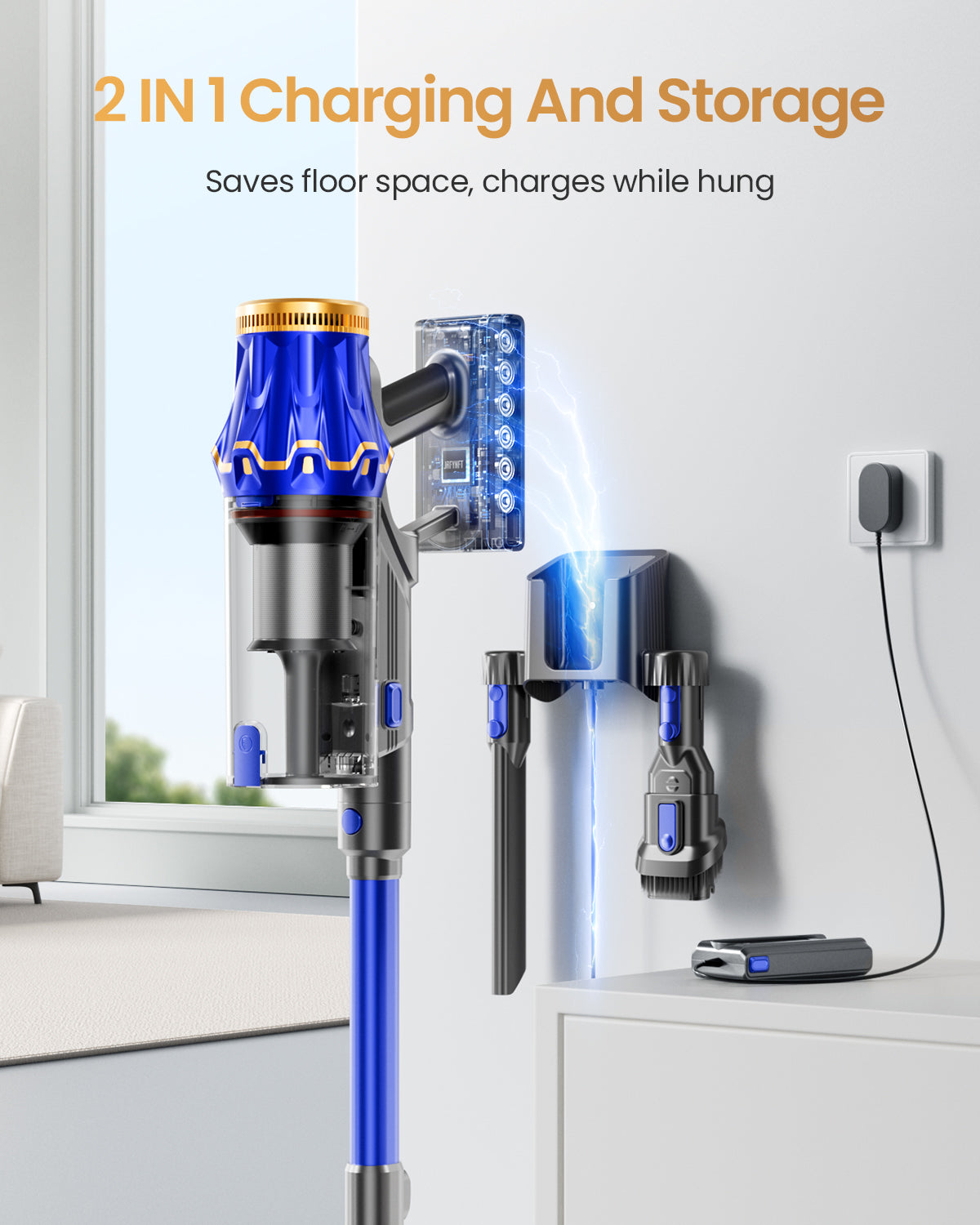 Cordless Vacuum Cleaner, Upgraded 60KPA 650W 70 Minutes Runtime Self-Standing Cordless Stick Vacuum with Rechargeable/Anti-Tangle/OLED Screen/1.8L Cup for Home Pet Hair/Carpet/All Floor