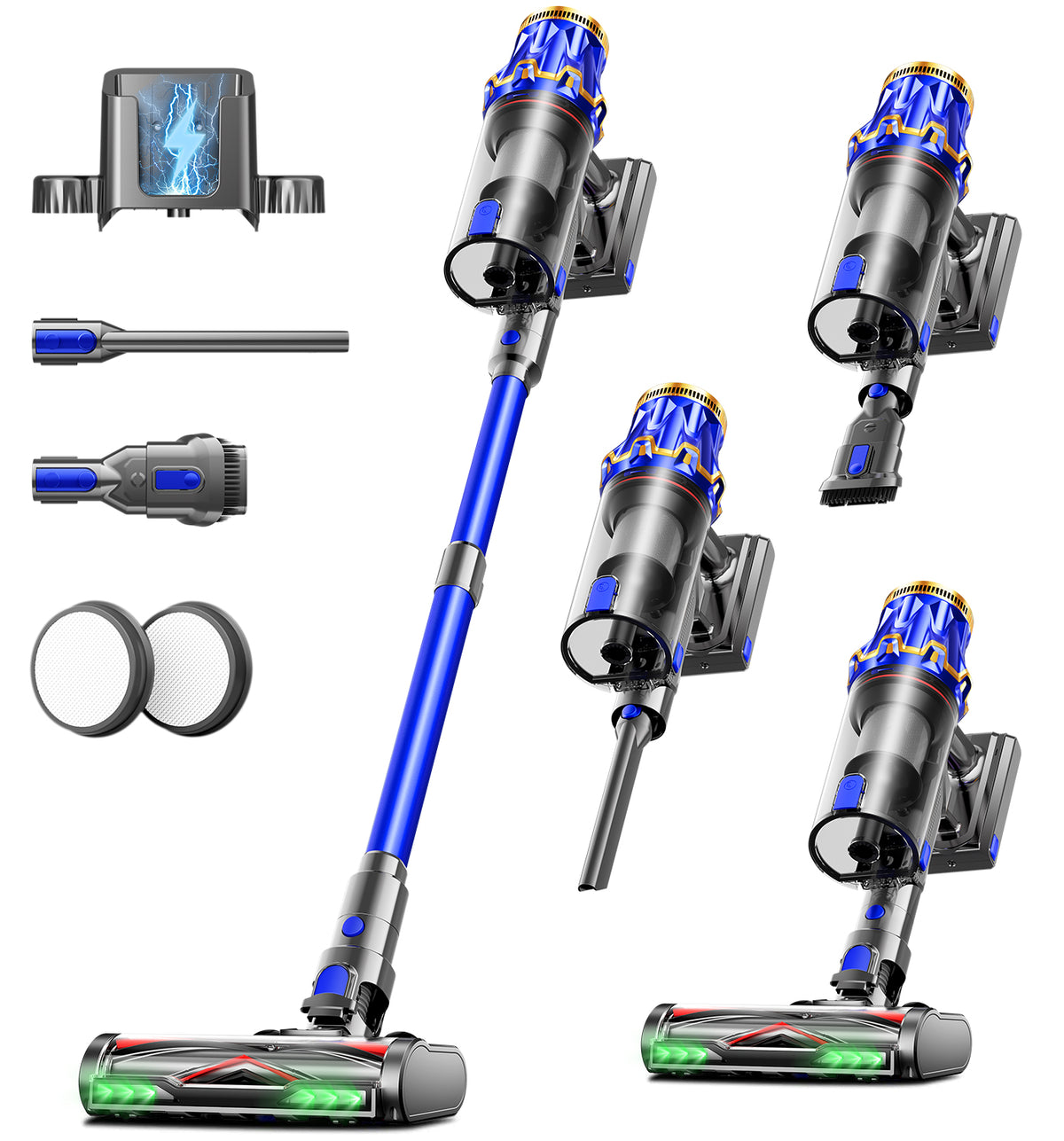 Cordless Vacuum Cleaner, Upgraded 60KPA 650W 70 Minutes Runtime Self-Standing Cordless Stick Vacuum with Rechargeable/Anti-Tangle/OLED Screen/1.8L Cup for Home Pet Hair/Carpet/All Floor